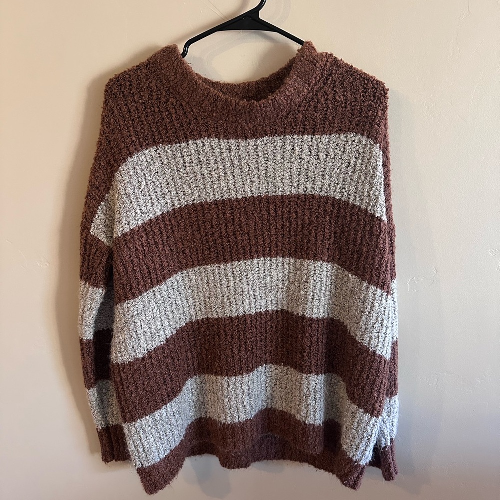 Pink Rose Brown and Cream Striped Sweater